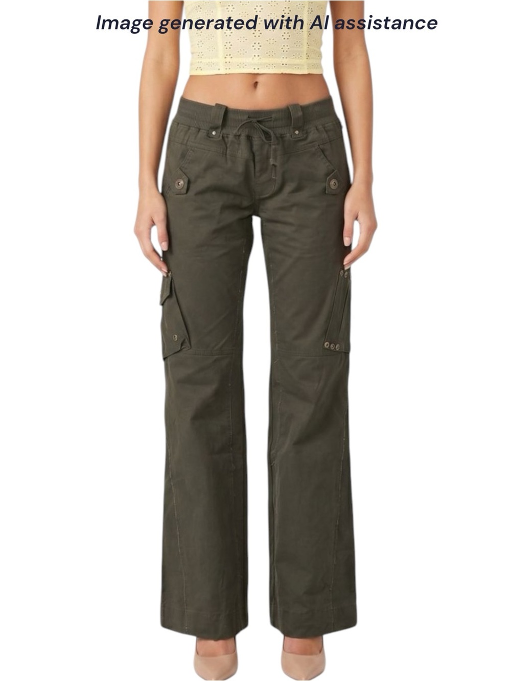 The Kript Dolls Kill S olive low rise prilla cargo pants - Picture 1 of 12